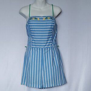 Vintage 1970's Pin Up Swimsuit Size 12 Embroidered Daisy Smocked